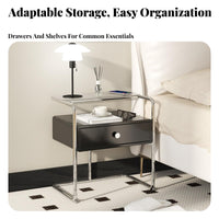 Light Luxury Aesthetic Metal Frame End Table Modern Minimalist Design Accessible-Shelf Side Table Versatile Nightstand Sturdy Structure for Homeowners, Apartment Dwellers, Students, Bedroom, Guest Room, Entryway, Office