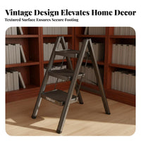 Foldable Portable Alloy Ladder Space-Saving V-Shaped Stepladder Anti-Slip Steps Utility Step Stool Heavy Duty for DIY Enthusiasts, Apartment Dwellers, Indoor, Garage, Office, Closet