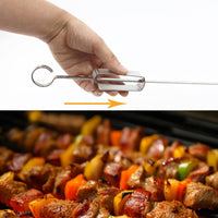 2 Pieces Flat Metal Kabob Skewer Rust Proof Stainless Steel BBQ Skewer