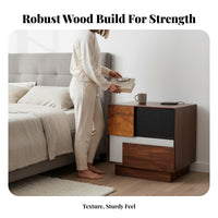 Retro design Nightstand with Drawers and Shelf middleera Modern Design Single-Drawer End Table with Shelf Nordic Aesthetic Bedside Cabinet Tapered Legs for Homeowners, Students, Guest Room, Office, Hallway, Nursery