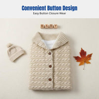 Winter Sleeping Bag, Knitted Button Design, Thick Plush, Warm, Multiple Colors