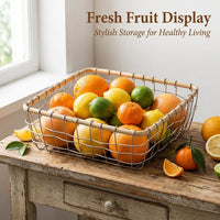 Kitchen Storage & Organisation Metal Fruit Basket with Handle for Countertop, Wire for Shelves and Bedroom