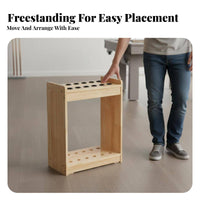 Floor Standing Cue Rack Solid Wood Material Freestanding Cue Rack Sturdy and Billiard Stand for Bar, Pub, Home