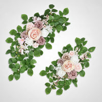 2 Pieces Wedding Arch Flowers Silk Artificial Flower Swags Floral Swags Trailing for Brides, Welcome Sign, Ceremony