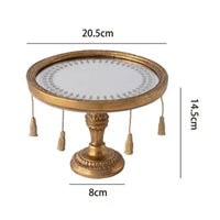 Mirrored Pedestal Tray Embossed Display Riser with Mirrored Surface Reflective Mirror Display Riser for Photo Setup