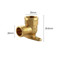 Shiny Wall-Mount Elbow Fitting Gold-Toned Brass Elbow Fitting Compact Corrosion-Resistant
