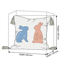Bunny Embroidered Pillow Cover Linen Embroidered Throw Pillow Case Seasonal Decor Spring Decorative Pillowcase for Sofa, Bedroom, Couch