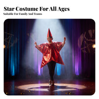 Gleaming Christmas Star Costume Shiny Star Costume Loose Fit Performance Outfit Festive for Adults, Dress-up, Parent-Child Activity