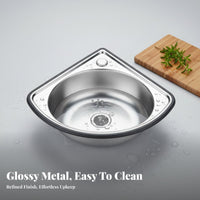 Stainless Steel Triangle Sink Space Saving Stainless Steel Triangle Basin Easy to Clean Angled Kitchen Sink for Homeowners, Small Areas, RV, Washroom