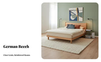 Floating Wooden Bedstead Nordic design Bed Frame Minimalist Aesthetic Bedroom Furniture for Apartment Dwellers, Adults, Small Living Spaces, Guest Room