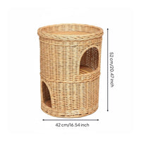 Double Layer Cat Nest Breathable Wicker Cat House Handwoven