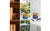 Translucent Book Stack Mug Ornament Faceted Mug Shaped Decoration Sculpted Resin Book Ornament Compact for Collectors, Reading Corner, Office