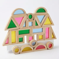 24 Pieces Translucent Building Blocks Hands-on Wooden Blocks Translucent Block Set Open-Ended Play for Young Children