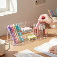 Transparent Multi-layer Desktop Storage Box for Stationery, Stickers, Cards, and Art Supplies