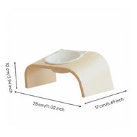 Tilted Wooden Pet Feeder Stand Dishwasher Ceramic Cat Bowl Stand Non-Slip Base Tilted for Cats
