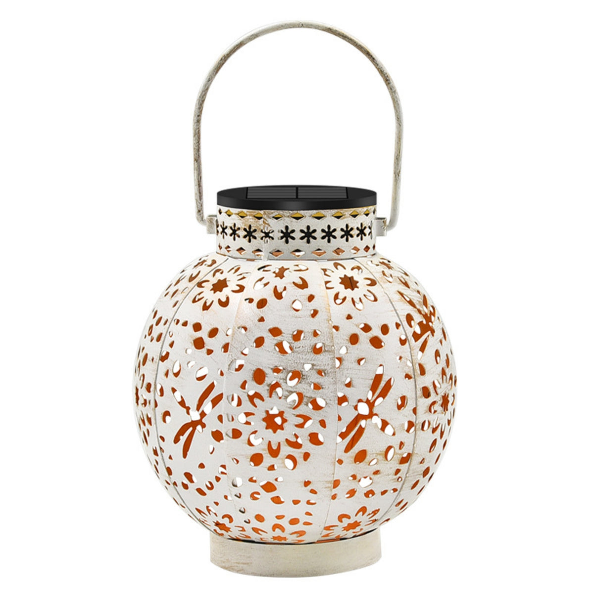 Solar Handheld Lantern Decorative Hanging Lantern Metal Lighting Cordless for Garden