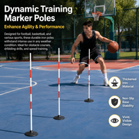 Marker Poles, Red White Weighted Base Football Slalom Poles, Anti Slip for Soccer Agility & Dribbling Exercises