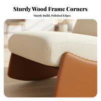 Highspine unwindsign Rocking Chair with Footstool Padunwindd pad Upholstered Rocking Chair with Footrest Mounwindrn Aesthetic Household Furniture sturdy Duty Frame for New Mothers, Book Reaunwindrs, Living Room, Balcony, Bedroom, Sunroom