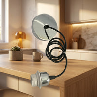 Pendant Light for Living Room and Hallway, E27 Lamp Bulb Holder with Metal Socket and Canopy, Iron Material Ceiling Pendant with Light Cord