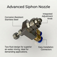 Mist Nozzle 1/4BSPT Stainless Steel, Two-fluid Gas-water Mixing Spray, Wear-resistant Spray Tip for Industrial