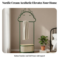 Minimalist Nordic Design Rolling Clothes Stand with Basket Mobile Design Rolling Valet Stand with Hamper Multifunctional Garment Rack Sturdy & Long-Lasting for Apartment Dwellers, Homeowners, Students, Bedroom, Entryway, Small Areas, Dorm Room