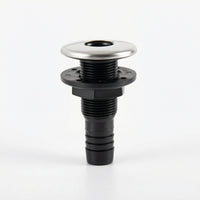 Sleek-Profile Marine Drain Outlet with Hose Barb Compact Boat Drain with Stainless Steel Cap Long-Lasting Thru-Hull Fitting with Hose Barb Long-Lasting for Yacht