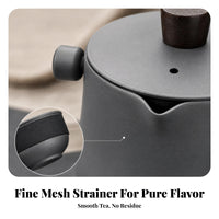 4 Pieces Camping Tea Set Hard-Anodized Portable Tea Set Built-Mesh Strainer Outdoor Drinkware