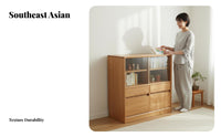 Modular Wooden Display Unit With Glass Doors Multi-Compartment Cabinet Japanese Design Bookcase for Students, Homeowners, Living Room, Bedroom