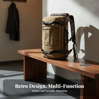 Wear-Resistant Vintage Canvas Backpack Heavy Duty Large Capacity Rucksack Breathable Padded Straps for Travelers, Students