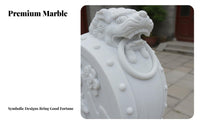 Chinese Drum Stone Auspicious Symbolism Carved Stone Door Pier Weather Resistant Marble Door Drum for Homeowners, Designers, Courtyard, Garden, Park