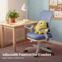 Lumbar Support kids' Rolling Desk Chair Lockable Casters Adjustable Split-Back Task Chair 360-Degree Swivel Ergonomic Seat Integrated Footrest for Students, Teenagers, Parents, Writing, Home Study, Homework, Reading