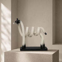 Minimalist Abstract Horse Sculpture Modern Horse Sculpture with Base Matte Freestanding for Living Room