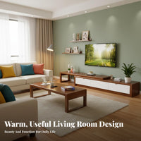 1 Piece Extendable Solid Wood TV Cabinet Drawer Storage Extendable TV Stand Sturdy Construction Modern Minimalist Entertainment Center Suitable for Adults Homeowners Living Rooms