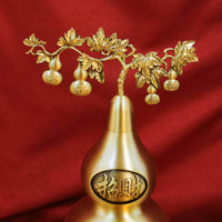 Brass Gourd Statue Feng Shui Gourd Ornament Chinese Desktop Decoration for Living Room
