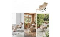 Collapsible Folding Lounge Chair with Cup Holder High-Back Reclining Camp Chair with Headrest Foldable Recliner Supportive for Backyard