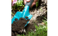 Turquoise-Blue Garden Hand Shovel Black Handle Anti-Slip Garden Shovel Rounded Rim Soil Scoop Trowel Handheld