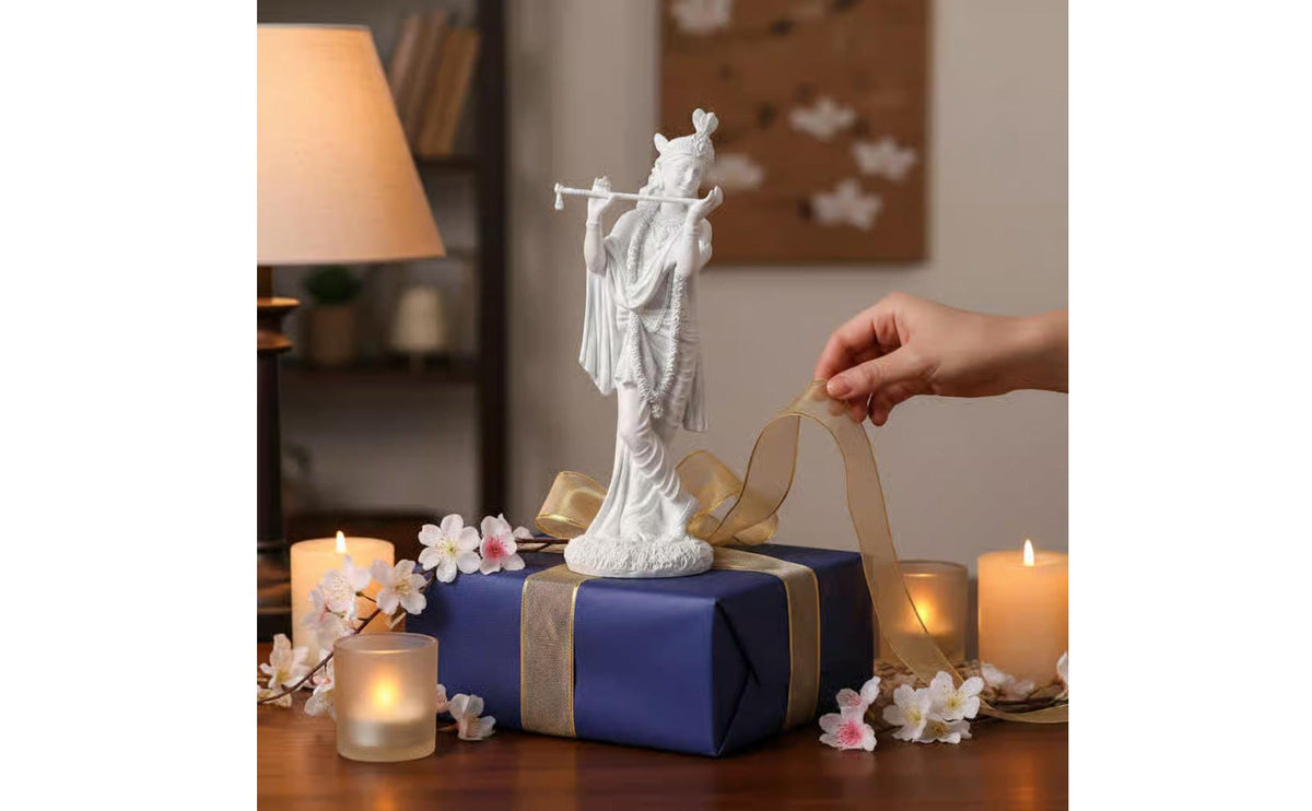 Lord of the Flute Playing Flute Idol Detailed Craftsmanship Lord of the Flute Statue Flute Playing Deity Figurine Artistic