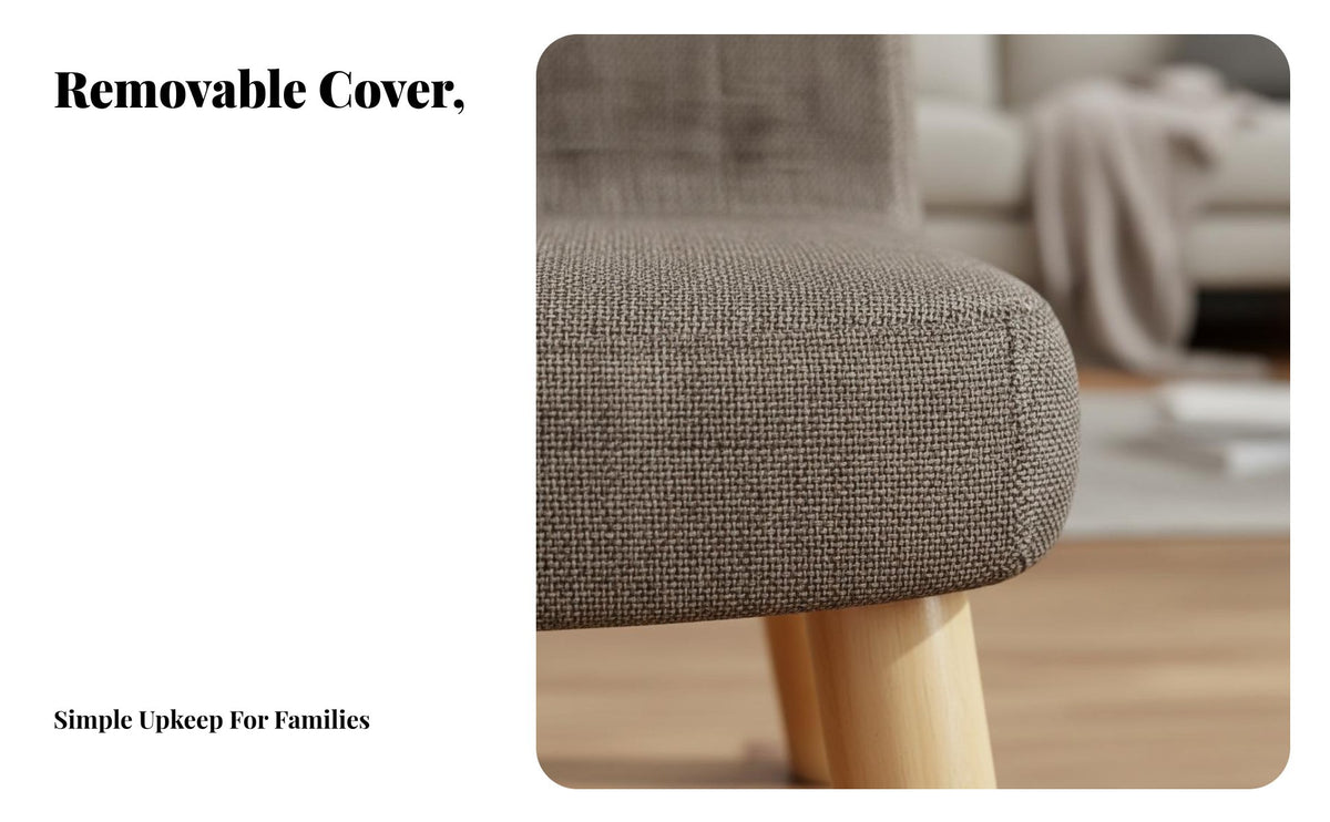 Back Support Upholstered Floor Seat with Backrest Solid Wood Legs Low Stool Multifunctional Small Chair Sturdy Construction for Tea Ceremony Participants, Meditators, Living Room, Entryway, Bay Window, Dormitory