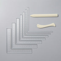 Ruler with Paper Knives Engraved L-Shaped Ruler Compact Measuring Tool for Crafting