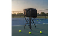Caster Wheels Foldable Tennis Ball Cart Mesh Pocket Tennis Ball Cart Metal Frame for Training Sessions