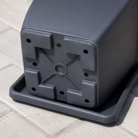 Planter, Indoor, Houseplant Pot, Square, Deep Space Gray, Plastic, With Drainage Holes, Saucer Set