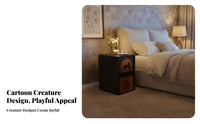 Compact Nightstand with Drawers Rounded Corners Panda Print 2-Drawer Cabinet Quiet Slide Rails Bedside Table Sturdy Design for Adults, Students, Parents, Small Areas, Dorm Room, Nursery, Entryway