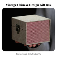 Chinese Design Gift Box Hinged Lid Brocade Box Soft Lined Indoor Decor Decoration for Tea Enthusiasts, Adults, Gifting, Special Occasions, Dresser Top