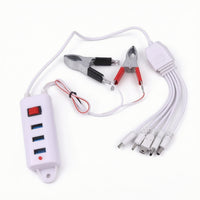 Insulated USB Charging Adapter with Alligator Clips Flexible Multi-Port USB Charger with Switch Safe Alligator Clip Power Adapter Secure for Garage