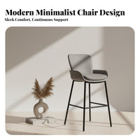 Comfortable Padded Seat Light Luxury Bar Stool Built-in Footrest Modern High Stool Curved Backrest Upholstered Bar Chair Ergonomic Back Support for Cafe Owners, Homeowners, Interior Designers, Counter, Restaurant, Dining Room