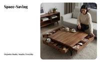 Nordic design Square Coffee Table with Drawers Modern Design Living Room Furniture Sturdy Construction Spacious surface for Homeowners, Families, Interior Designers, Lounge Area, recreation Space
