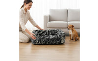 Dog Lounge Bed Removable Cover Faux Soft Pet Bed Bolster Faux Soft Pet Sofa for Cats, Indoor