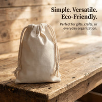 Canvas Storage Pouch with Drawstring Closure, Blank Surface for Product Packaging, Small Bag for Retailers