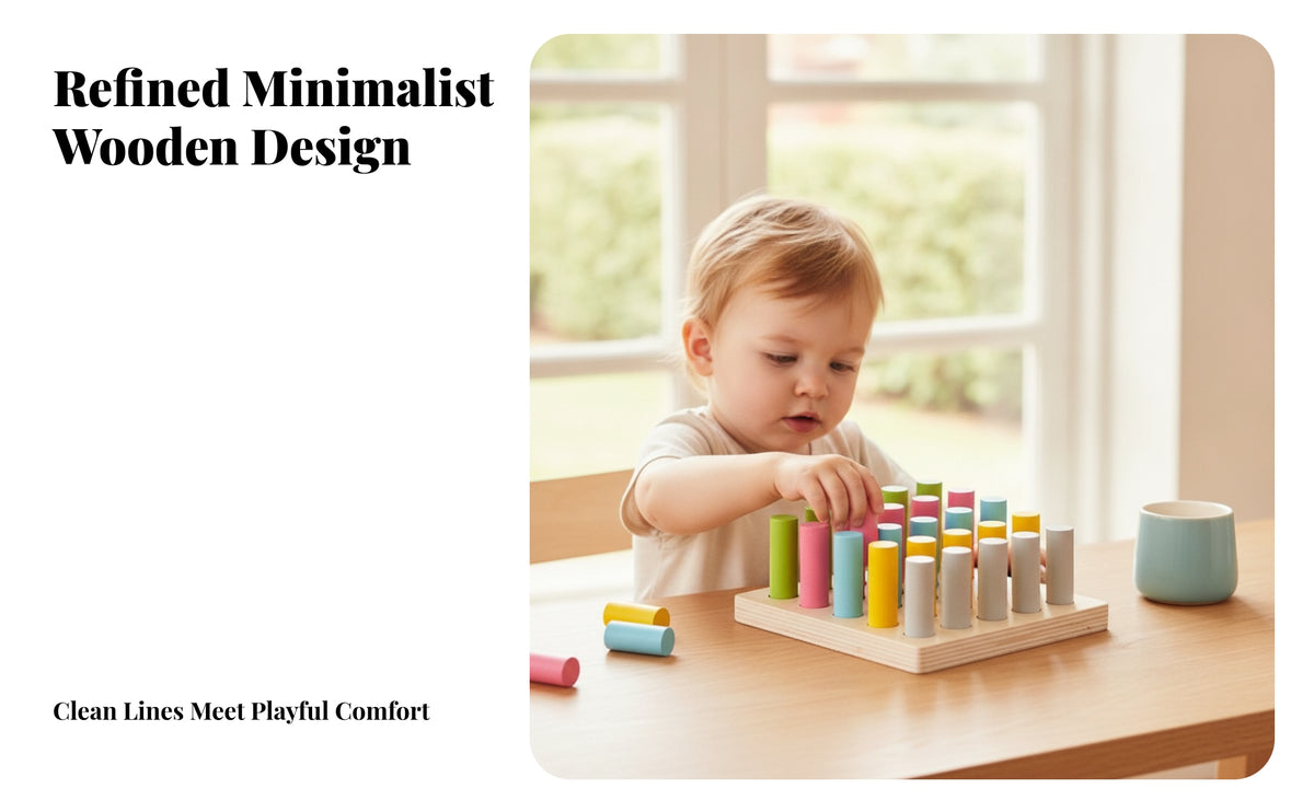 Wooden Peg Board Toy Bright Colors Wooden Peg Board Smooth Pegs Fine Coordination Practice Toy for Young Children, Preschoolers