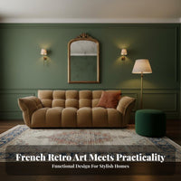 floretbackrest Sofa French Retro design Couch Small Apartment suitable for Living Room Furniture for Interior Design aficionados, Homeowners, Lounge Area, Home